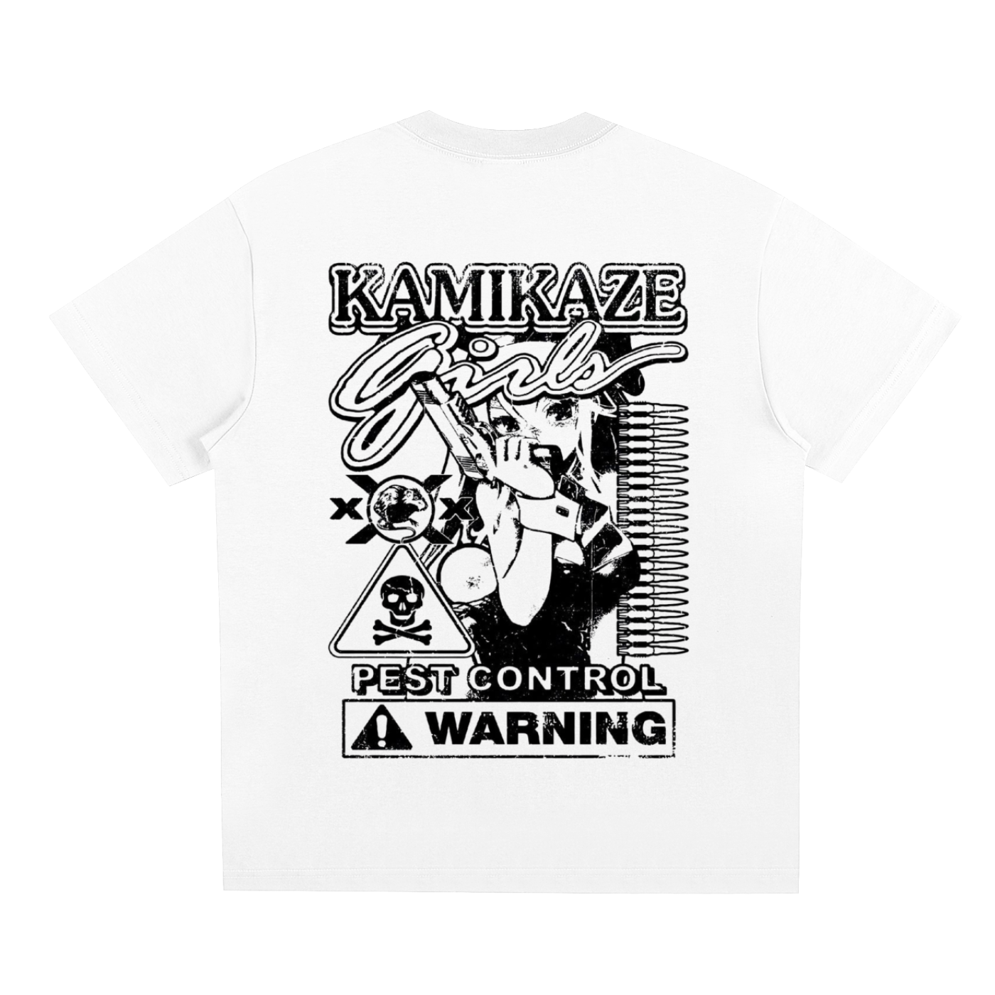Kamikaze Girls™ “Pest Control” White Graphic Tee