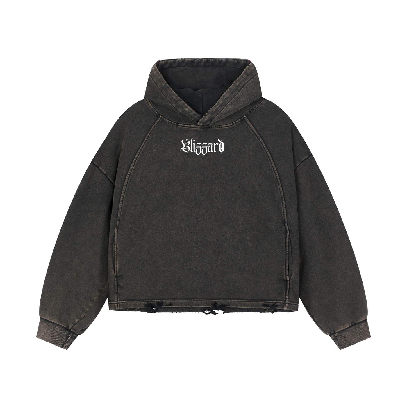 Oversized Vintage "Blizzard" Staple Frayed-Hem hoodie