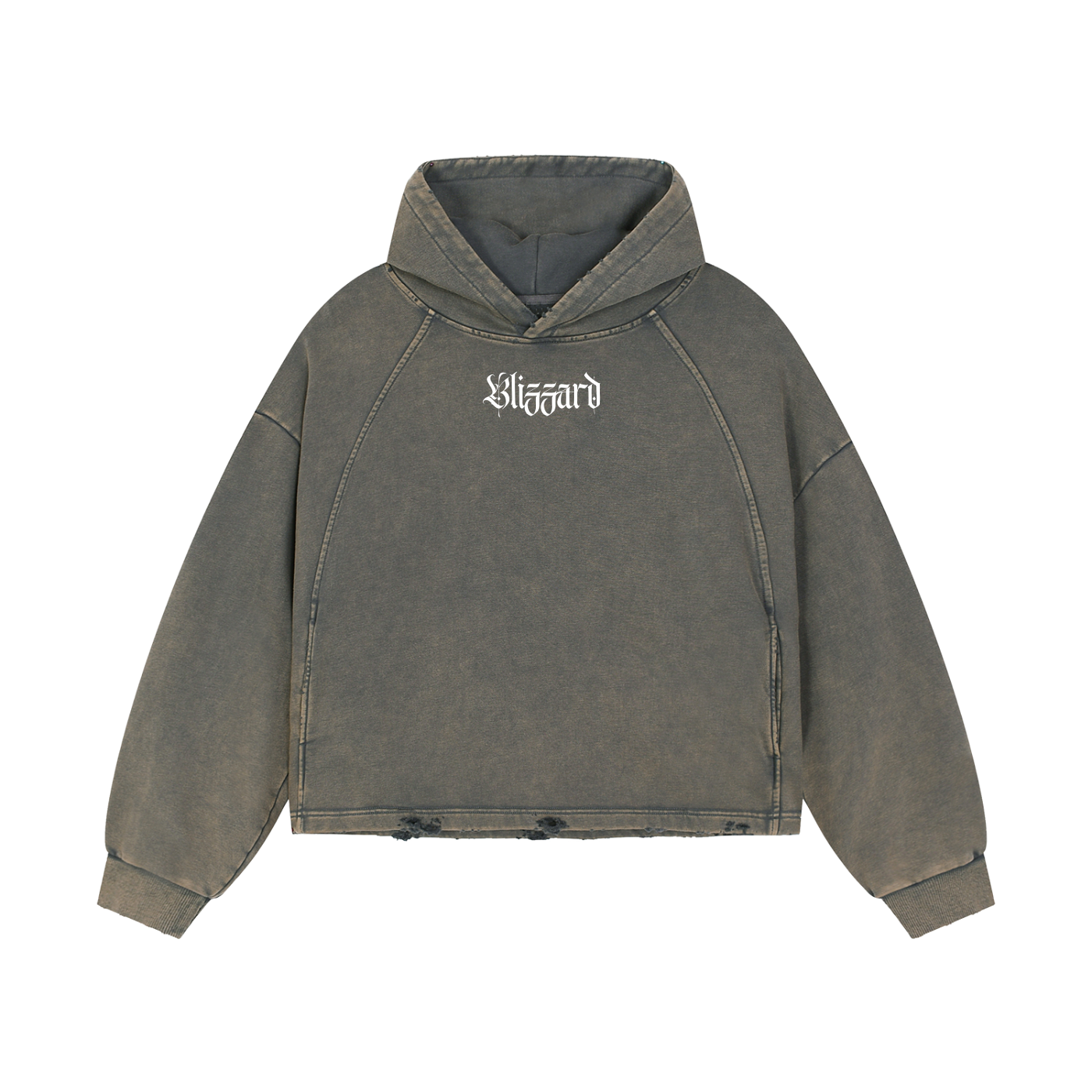Oversized Vintage "Blizzard" Staple Frayed-Hem hoodie