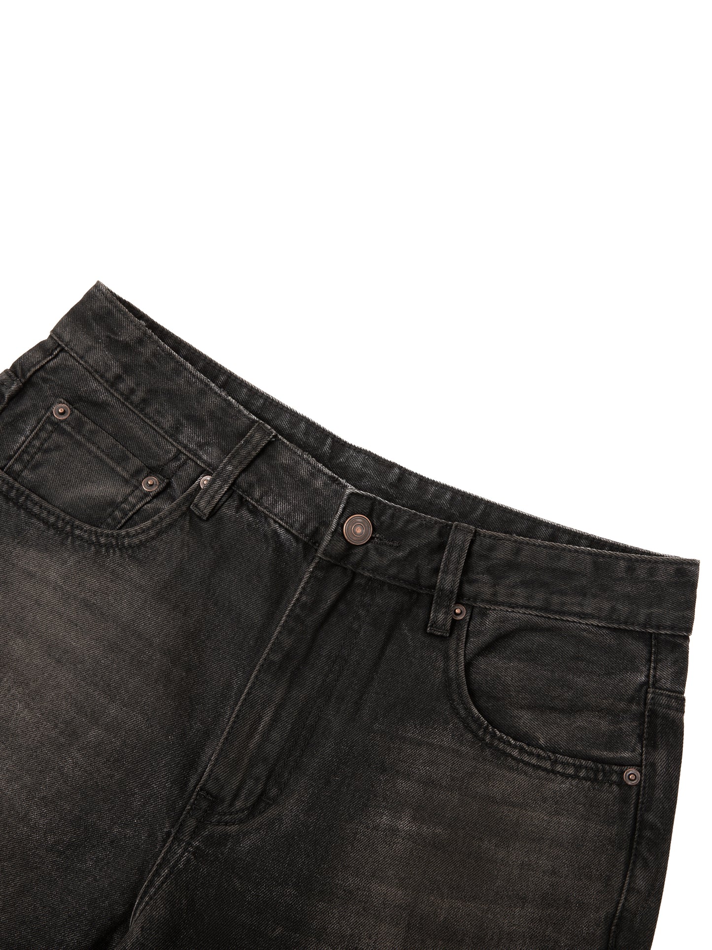 Black Vintage Wash Heavyweight Denim Jeans